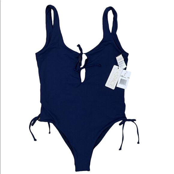 L*Space Women's Blue Jenn Bow Ties One Piece Swimsuit Size 6 - Picture 4 of 8